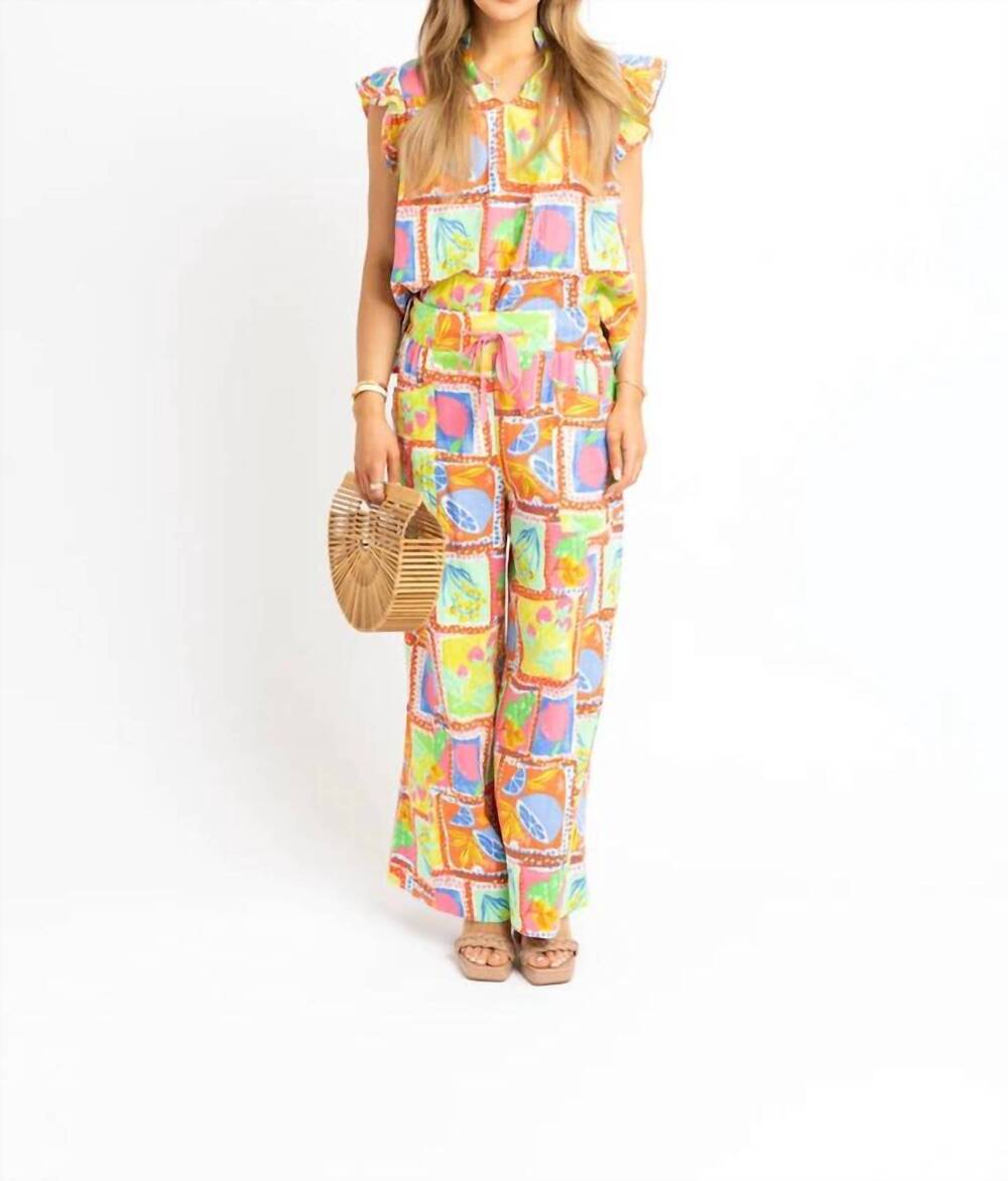 NEW KARLIE favorite fruit ruffle sleeve blouse in multicolor